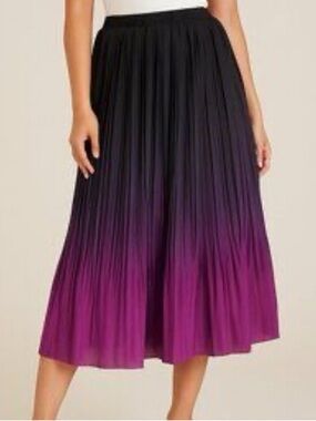 Banana Republic Pleated Ombre Midi Skirt - Purple to Charcoal